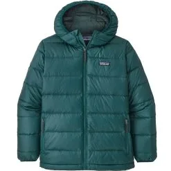 PATAGONIA BOYS' HILOFT DOWN SWEATER HOODY DARK BOREALIS GREEN 22