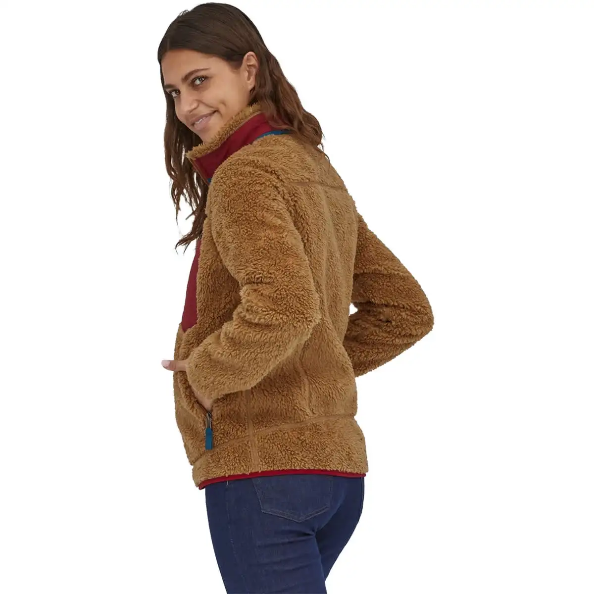 PATAGONIA W'S CLASSIC RETRO-X JKT NEST BROWN W/WAX RED 23 â Image 3