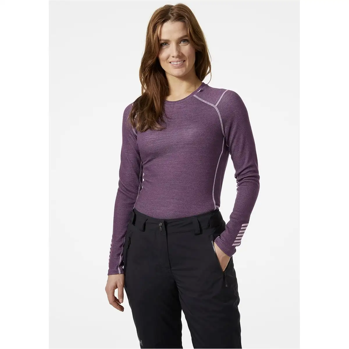 HELLY HANSEN W LIFA MERINO MIDWEIGHT CREW AMETHYST/BLACK 23 â Image 3