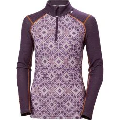 HELLY HANSEN W LIFA MERINO MIDWEIGHT GRAPHIC AMETHYST/BLACK 23