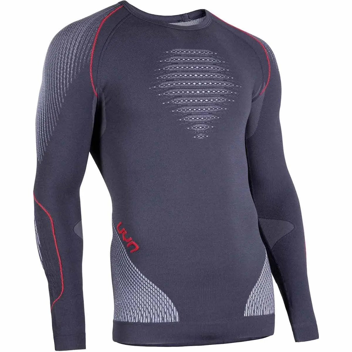 UYN EVOLUTYON UW SHIRT LG_SL CHARCOAL/WHITE/RED 22 – Image 2