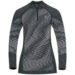 ODLO BLACKCOMB ECO BL TOP TURTLE NECK L/S HALF ZIP W BLACK SPACE DYE 23