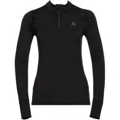 ODLO MERINO 200 BL TOP TURTLE NECK L/S HALF ZIP W BLACK - BLACK 23