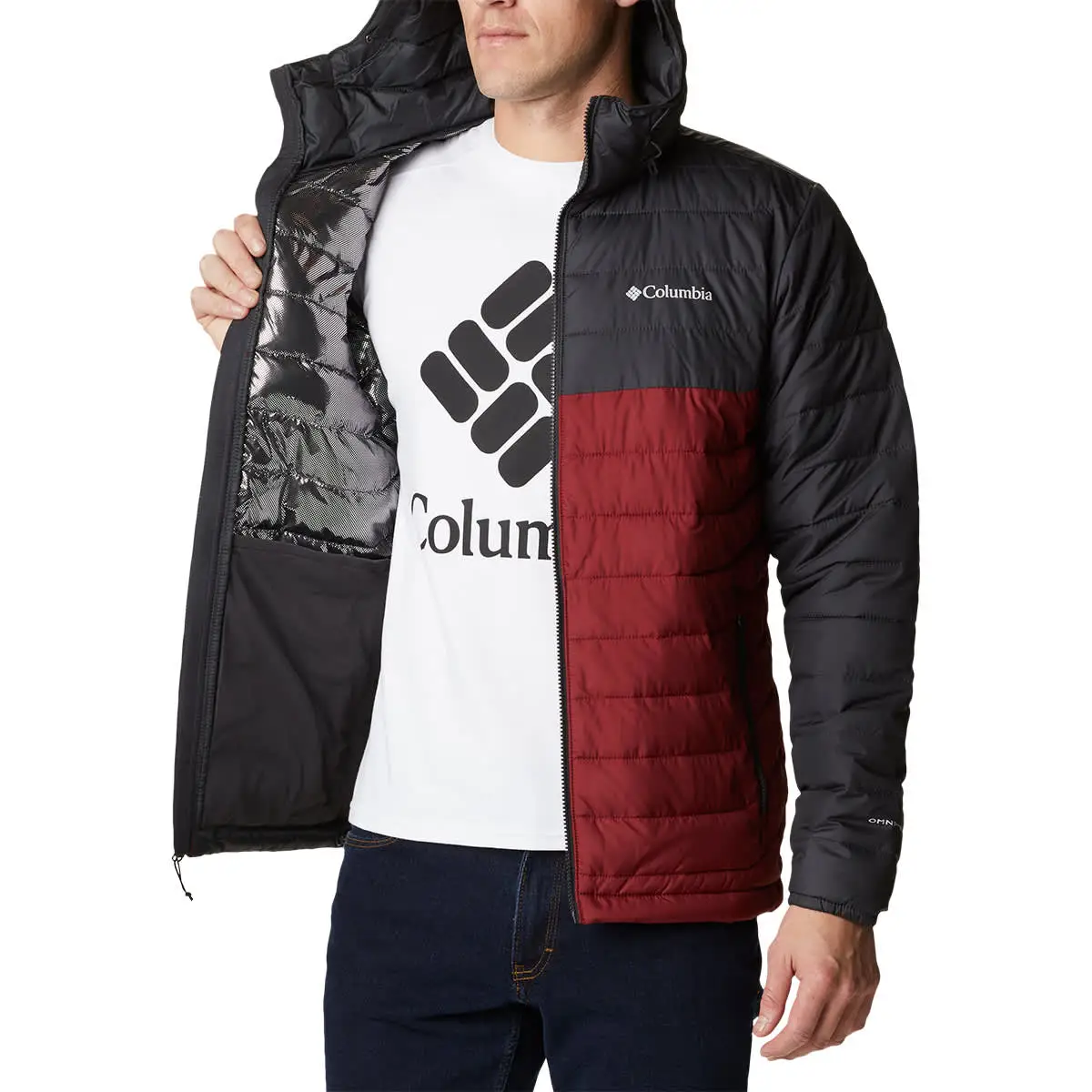 COLUMBIA POWDER LITE HOODED JKT RED JASPER SHARK 22 â Image 2