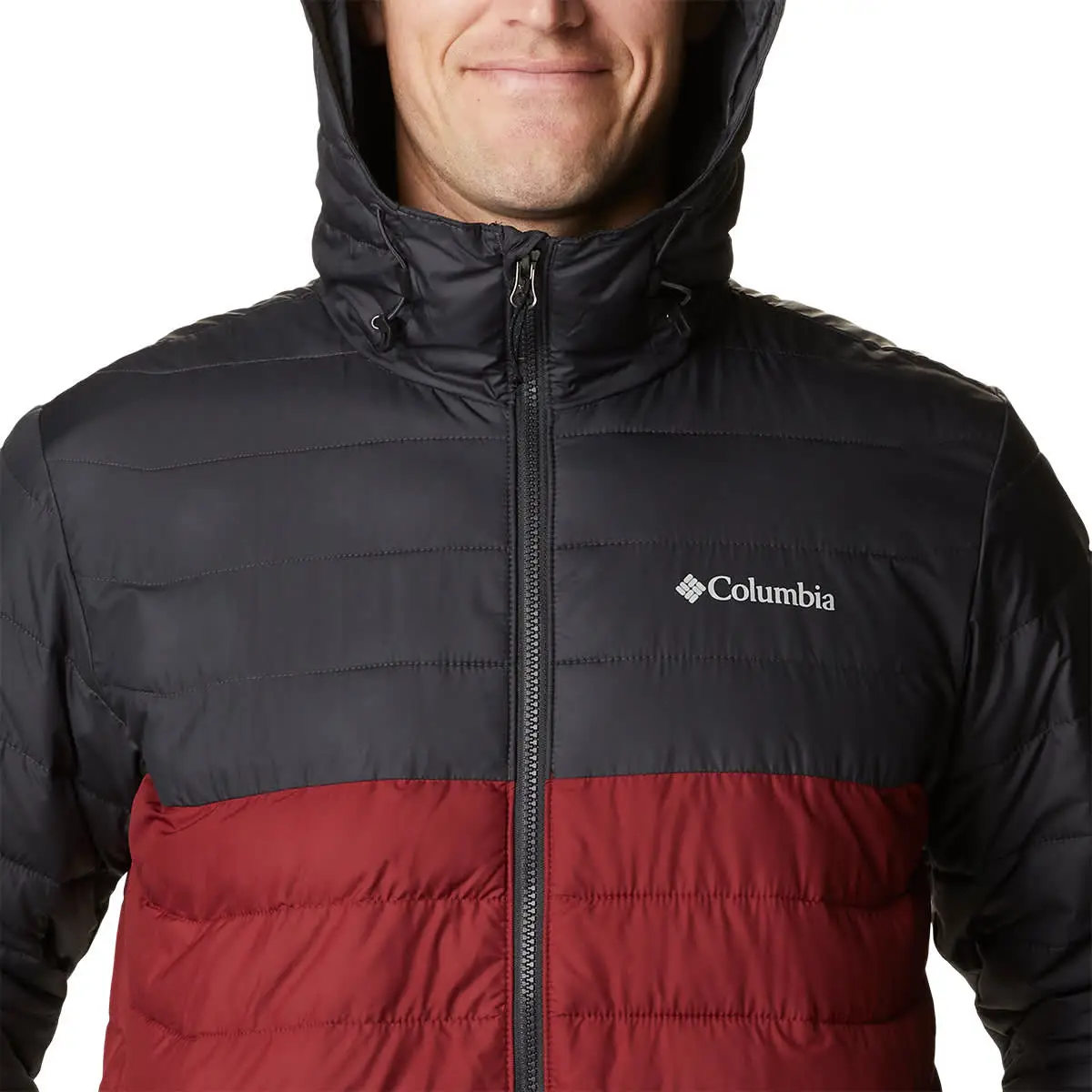 COLUMBIA POWDER LITE HOODED JKT RED JASPER SHARK 22 â Image 3